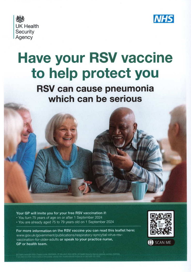 Have your RSV vaccine to help protect you RSV can cause pneumonia which can be serious